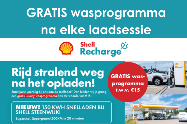 Gratis wasprogramma na elke laadsessie in steenwijk Shell Recharge